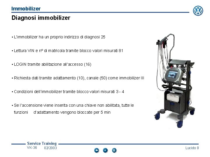 Immobilizer Diagnosi immobilizer • L‘immobilizer ha un proprio indirizzo di diagnosi 25 • Lettura