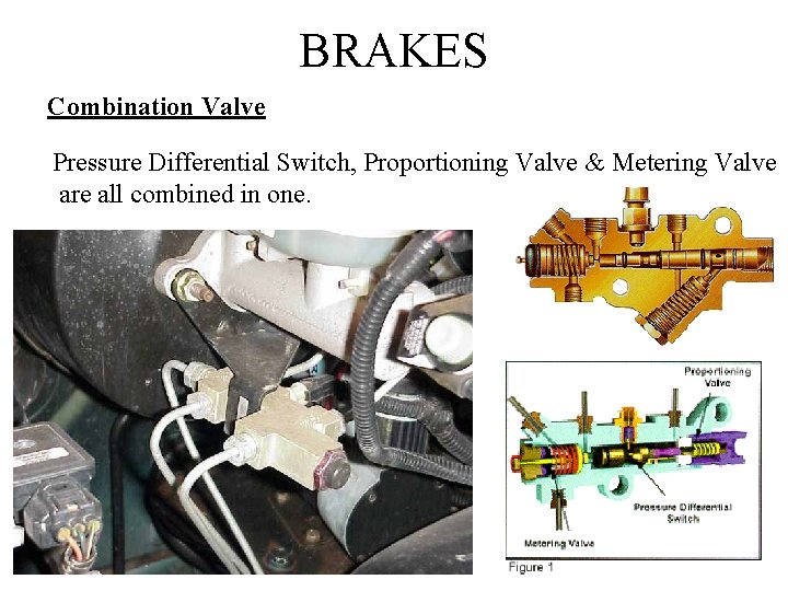 BRAKES Combination Valve Pressure Differential Switch, Proportioning Valve & Metering Valve are all combined