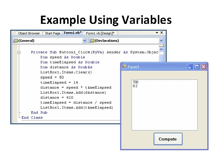 Example Using Variables 