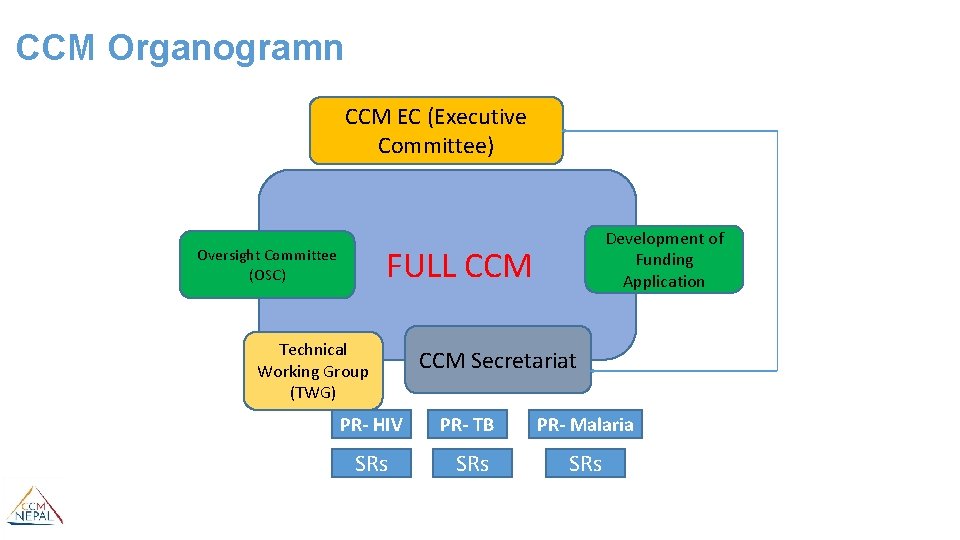 CCM Organogramn CCM EC (Executive Committee) Development of Funding Application FULL CCM Oversight Committee