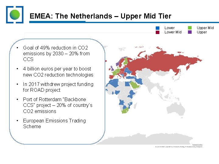 EMEA: The Netherlands – Upper Mid Tier Lower Mid • Goal of 49% reduction