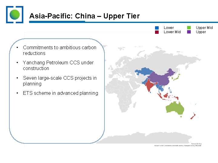 Asia-Pacific: China – Upper Tier Lower Mid • Commitments to ambitious carbon reductions •