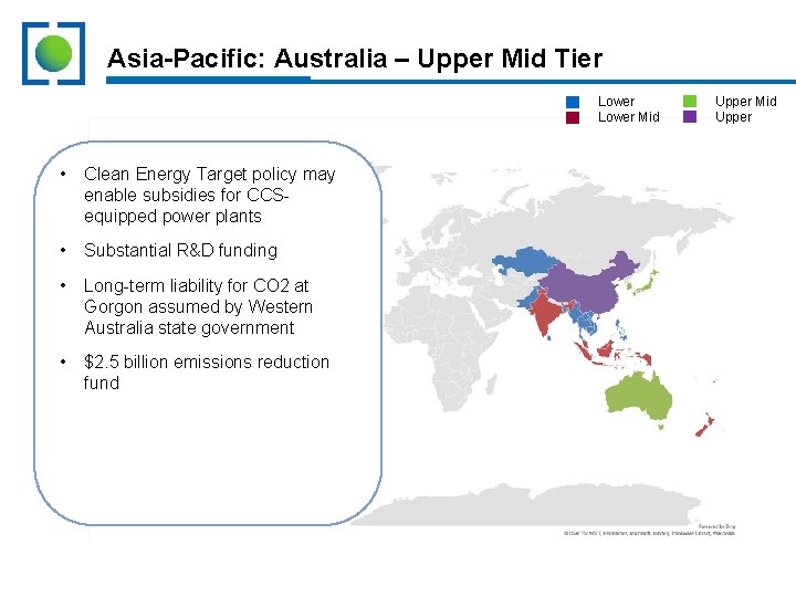 Asia-Pacific: Australia – Upper Mid Tier Lower Mid • Clean Energy Target policy may