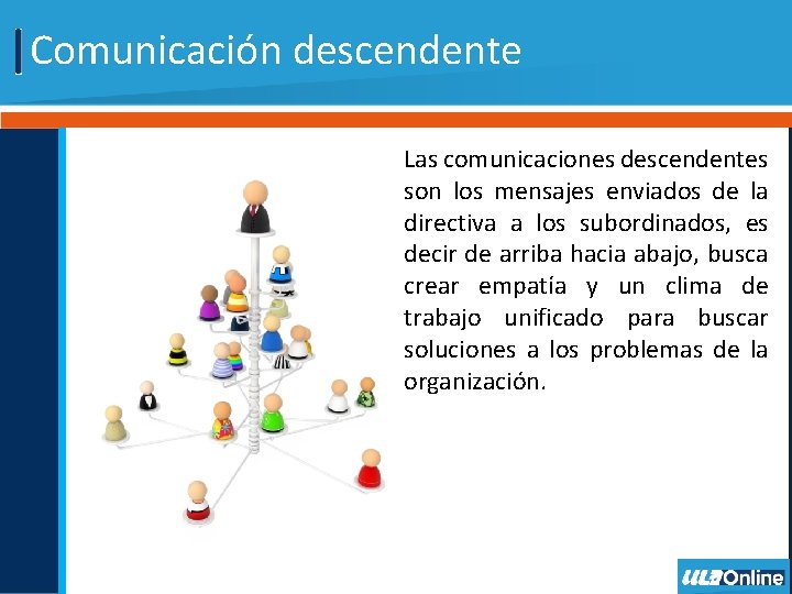 Comunicación descendente Las comunicaciones descendentes son los mensajes enviados de la directiva a los