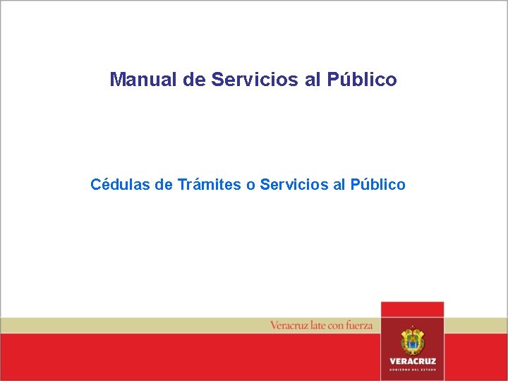 Manual de Servicios al Público Cédulas de Trámites o Servicios al Público 