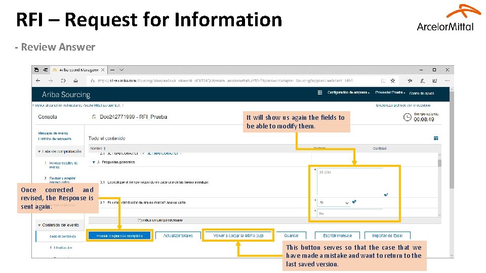 RFI – Request for Information - Review Answer It will show us again the