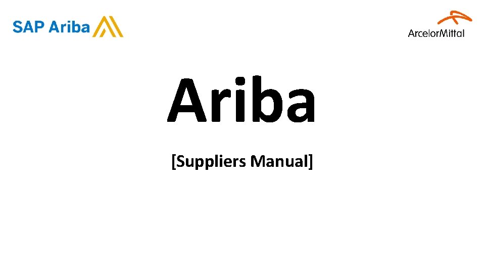 Ariba [Suppliers Manual] 