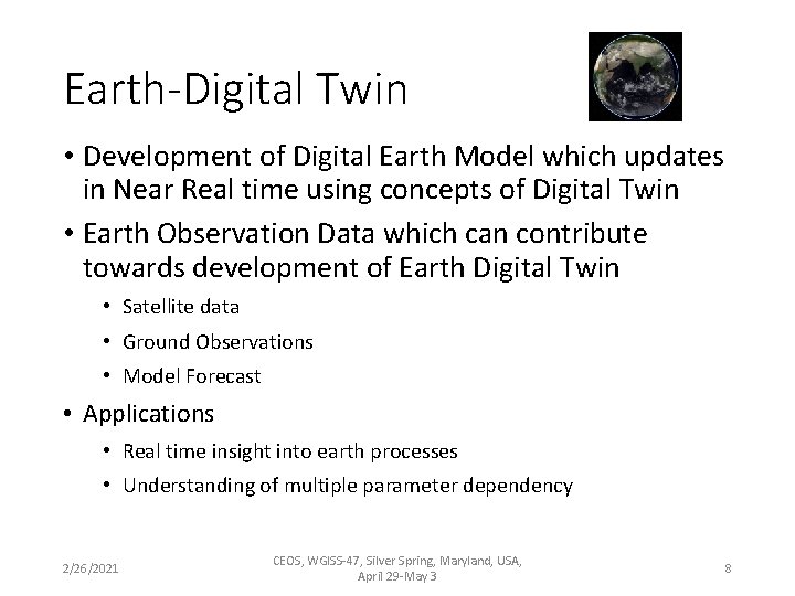 Earth-Digital Twin • Development of Digital Earth Model which updates in Near Real time