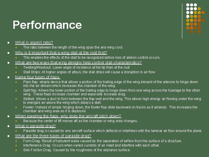 Performance l What is aspect ratio? l l Why is it important that a