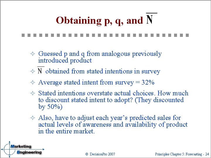 Obtaining p, q, and ² Guessed p and q from analogous previously introduced product