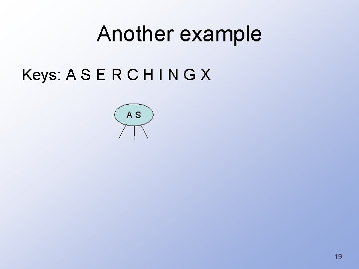 Another example Keys: A S E R C H I N G X AS