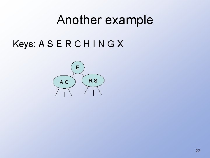 Another example Keys: A S E R C H I N G X E