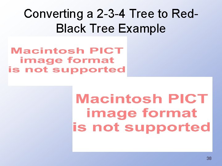 Converting a 2 -3 -4 Tree to Red. Black Tree Example 38 