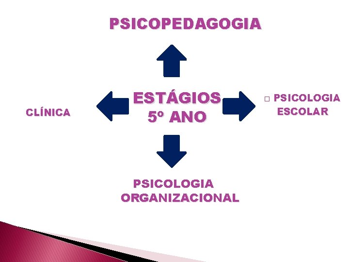 PSICOPEDAGOGIA CLÍNICA ESTÁGIOS 5º ANO PSICOLOGIA ORGANIZACIONAL � PSICOLOGIA ESCOLAR 