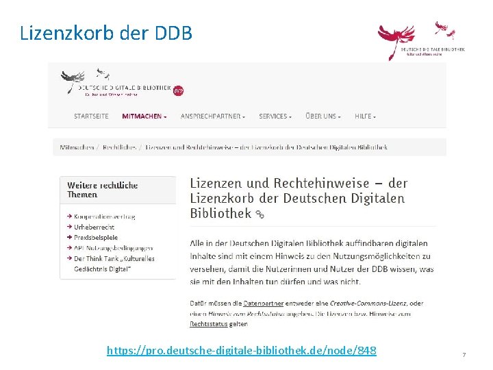 Lizenzkorb der DDB https: //pro. deutsche-digitale-bibliothek. de/node/848 7 