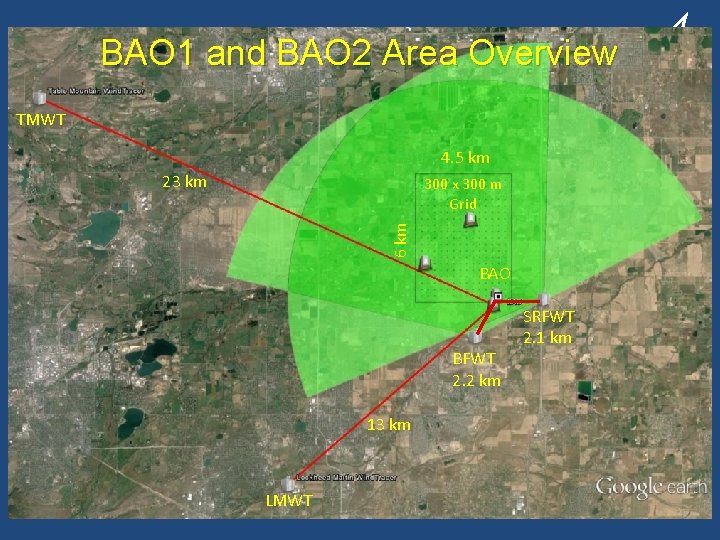 BAO 1 and BAO 2 Area Overview TMWT 4. 5 km 23 km 6