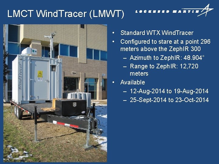 LMCT Wind. Tracer (LMWT) • Standard WTX Wind. Tracer • Configured to stare at