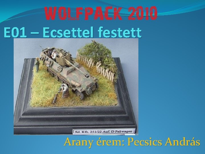 E 01 – Ecsettel festett Arany érem: Pecsics András 