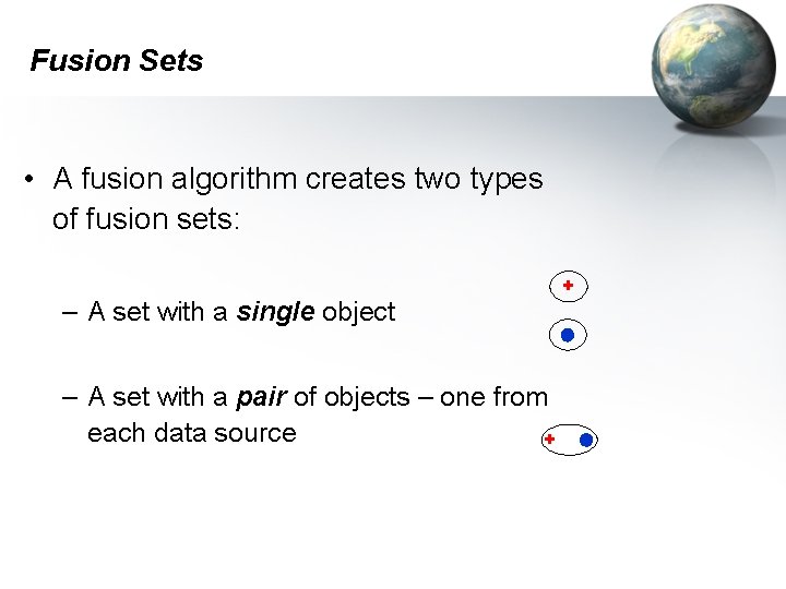 Fusion Sets • A fusion algorithm creates two types of fusion sets: – A Fusion Sets • A fusion algorithm creates two types of fusion sets: – A