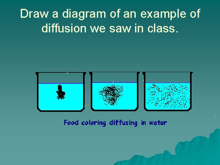 Draw a diagram of an example of diffusion we saw in class. 