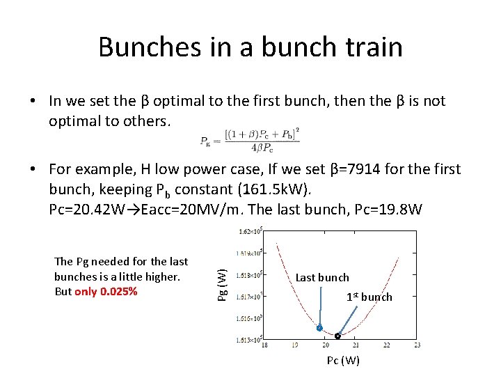 Bunches in a bunch train • In we set the β optimal to the