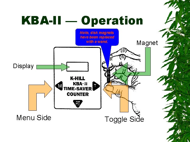 KBA-II — Operation Note, disk magnets have been replaced with a wand. Magnet Display