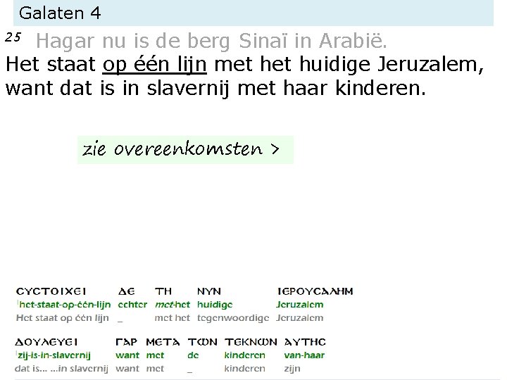 Galaten 4 Hagar nu is de berg Sinaï in Arabië. Het staat op één