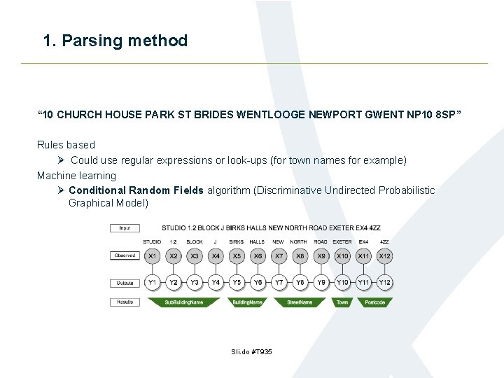 1. Parsing method “ 10 CHURCH HOUSE PARK ST BRIDES WENTLOOGE NEWPORT GWENT NP