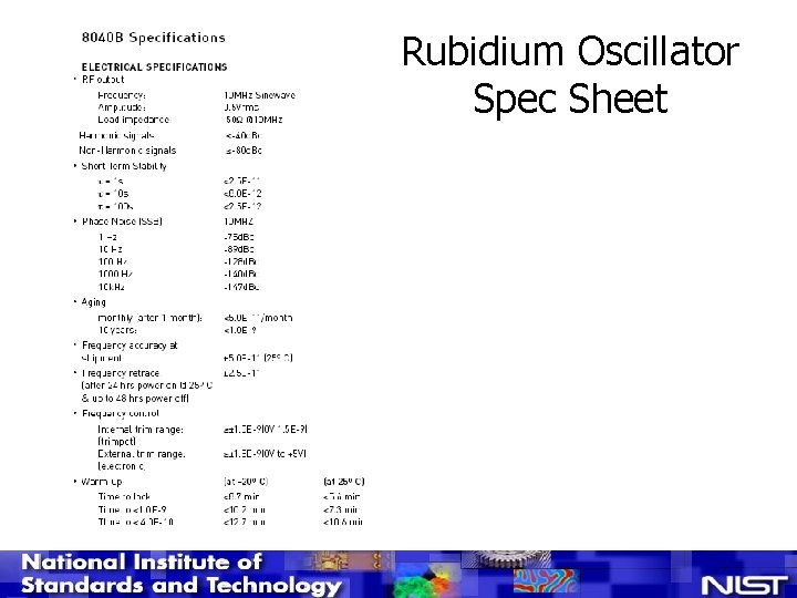 Rubidium Oscillator Spec Sheet 
