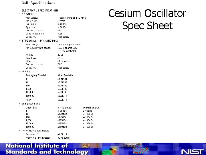 Cesium Oscillator Spec Sheet 