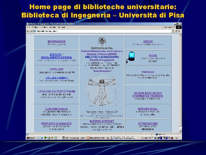 Home page di biblioteche universitarie: Biblioteca di Ingegneria – Università di Pisa 