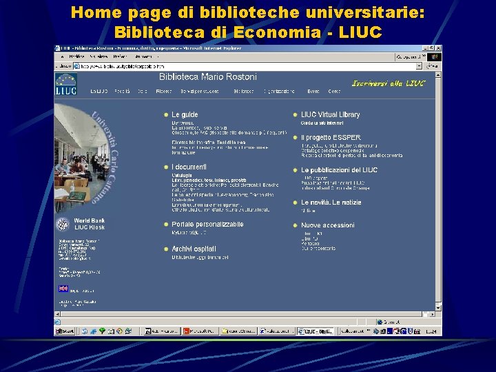 Home page di biblioteche universitarie: Biblioteca di Economia - LIUC 