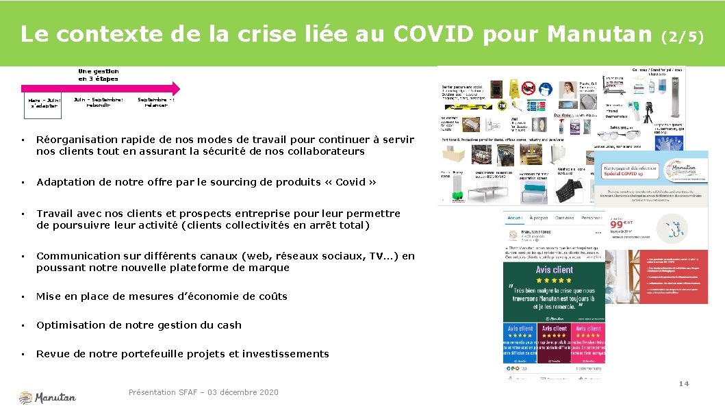 Le contexte de la crise liée au COVID pour Manutan (2/5) Une gestion en