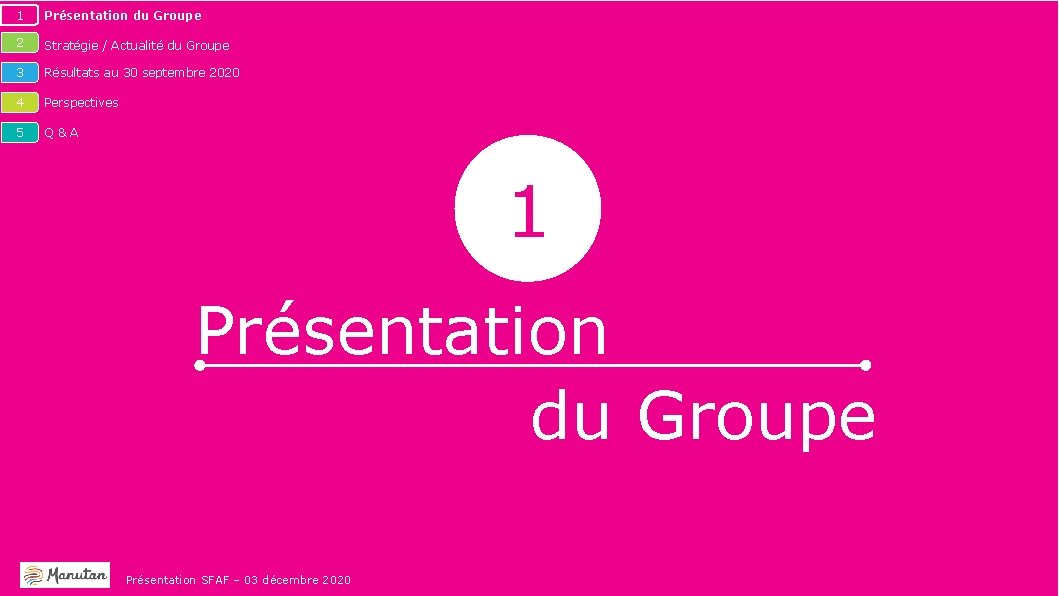 1 Présentation du Groupe 2 Stratégie / Actualité du Groupe 3 Résultats au 30