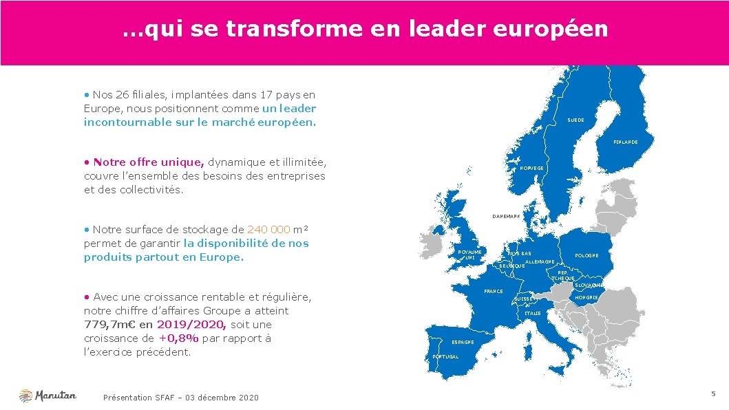…qui se transforme en leader européen • Nos 26 filiales, implantées dans 17 pays