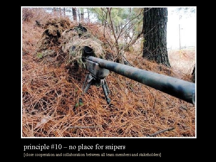 principle #10 – no place for snipers [close cooperation and collaboration between all team