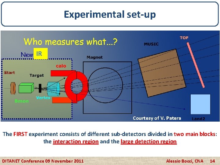 Experimental set-up IR Courtesy of V. Patera The FIRST experiment consists of different sub-detectors