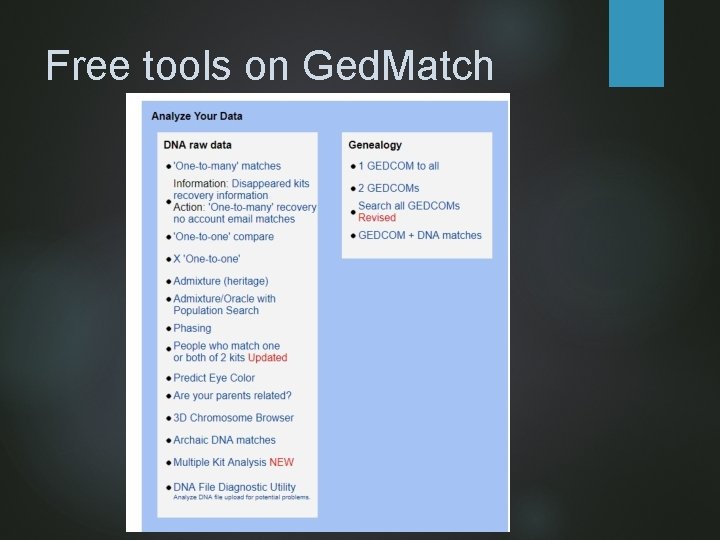 Free tools on Ged. Match 