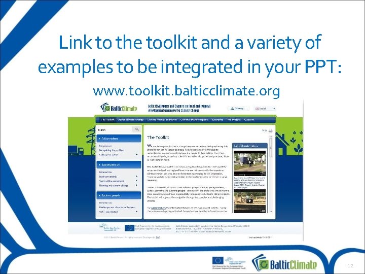 Link to the toolkit and a variety of examples to be integrated in your