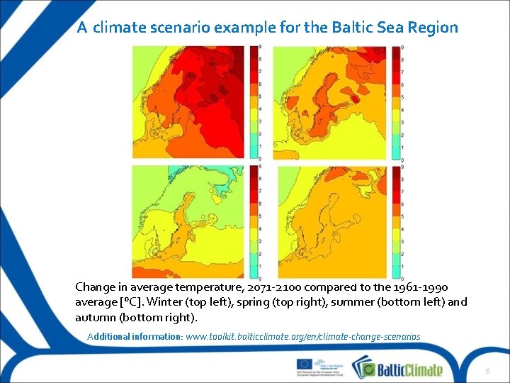 A climate scenario example for the Baltic Sea Region Change in average temperature, 2071