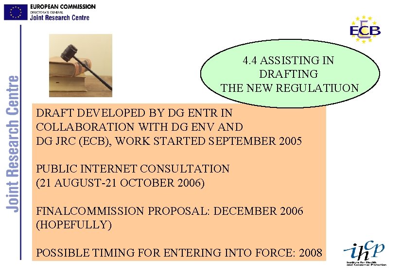 4. 4 ASSISTING IN DRAFTING THE NEW REGULATIUON DRAFT DEVELOPED BY DG ENTR IN
