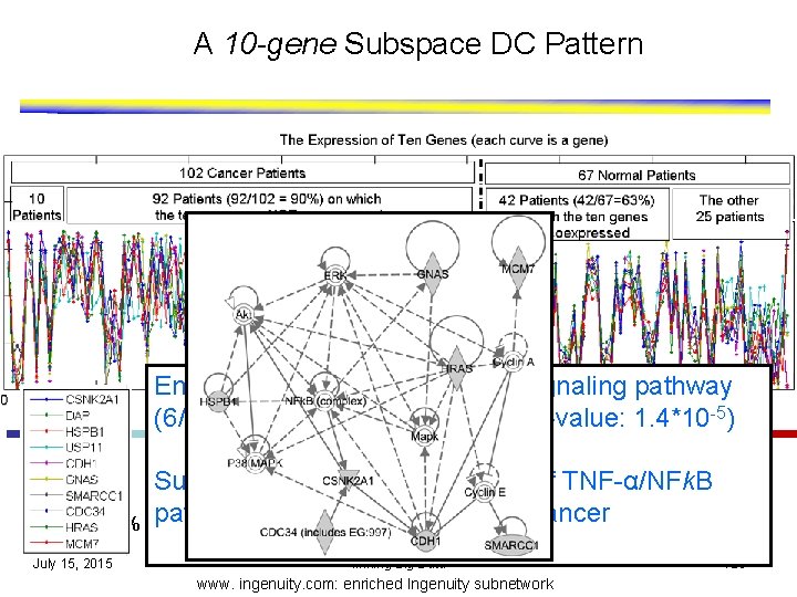 A 10 -gene Subspace DC Pattern Enriched with the TNF-α/NFk. B signaling pathway (6/10