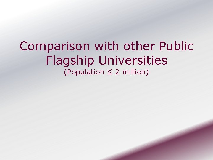 Comparison with other Public Flagship Universities (Population ≤ 2 million) 