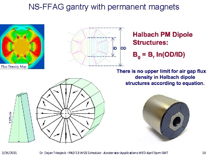 NS-FFAG gantry with permanent magnets 2/26/2021 Dr. Dejan Trbojevic –PASI'13 WG 5 Schedule -