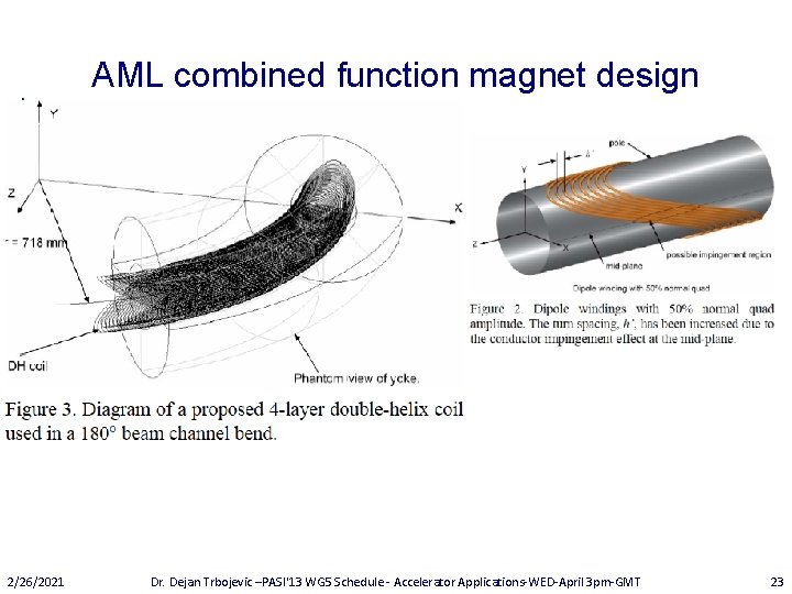 AML combined function magnet design 2/26/2021 Dr. Dejan Trbojevic –PASI'13 WG 5 Schedule -