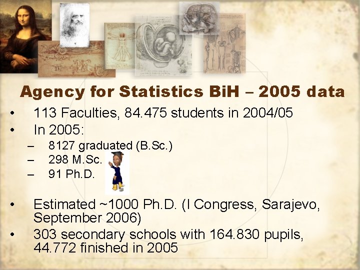 Agency for Statistics Bi. H – 2005 data • • 113 Faculties, 84. 475