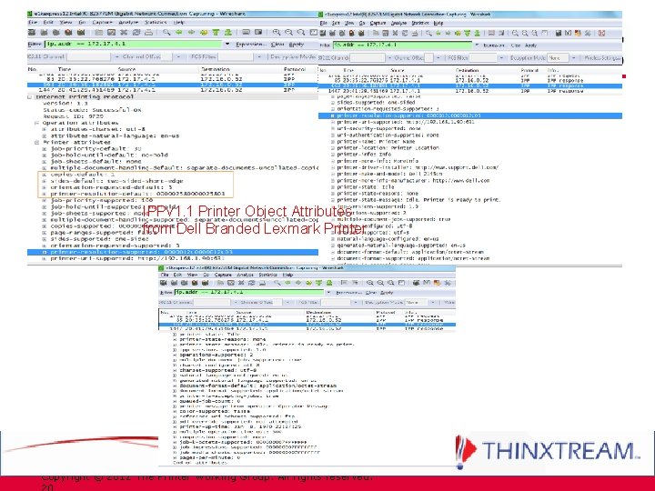 IPPv 1. 1 Printer Object Attributes from Dell Branded Lexmark Printer Copyright © 2012