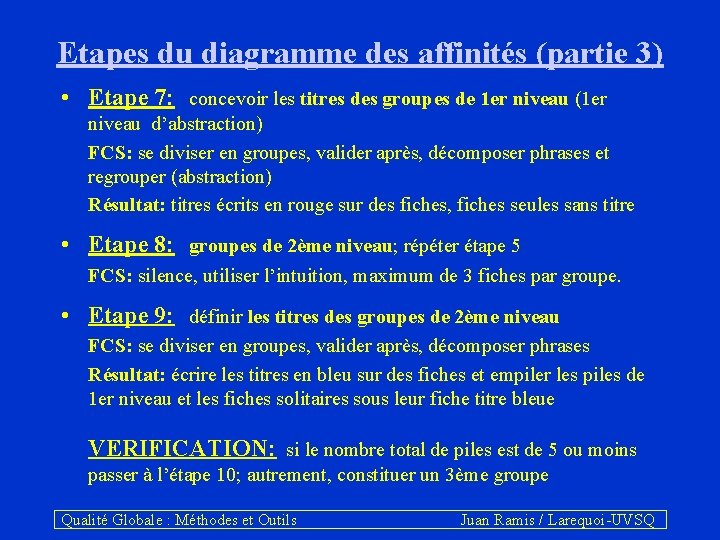 Etapes du diagramme des affinités (partie 3) • Etape 7: concevoir les titres des