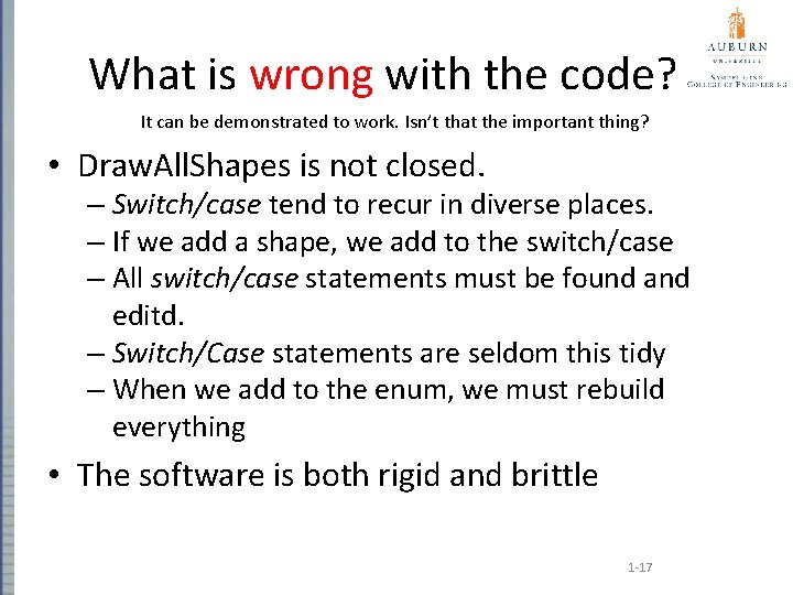 What is wrong with the code? It can be demonstrated to work. Isn’t that