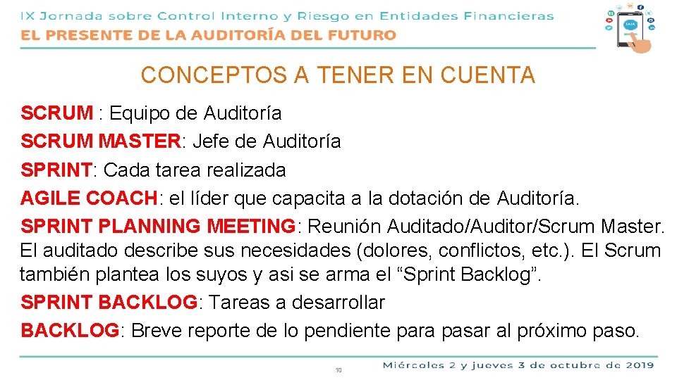 CONCEPTOS A TENER EN CUENTA SCRUM : Equipo de Auditoría SCRUM MASTER: Jefe de